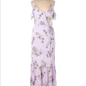 purple floral off the shoulder dress